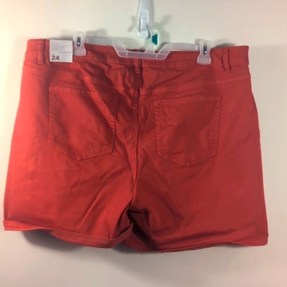 NWT Lane Bryant Girlfriend Shorts Red Plus Size 24 | Stretch Mid-Rise Denim - Picture 3 of 14